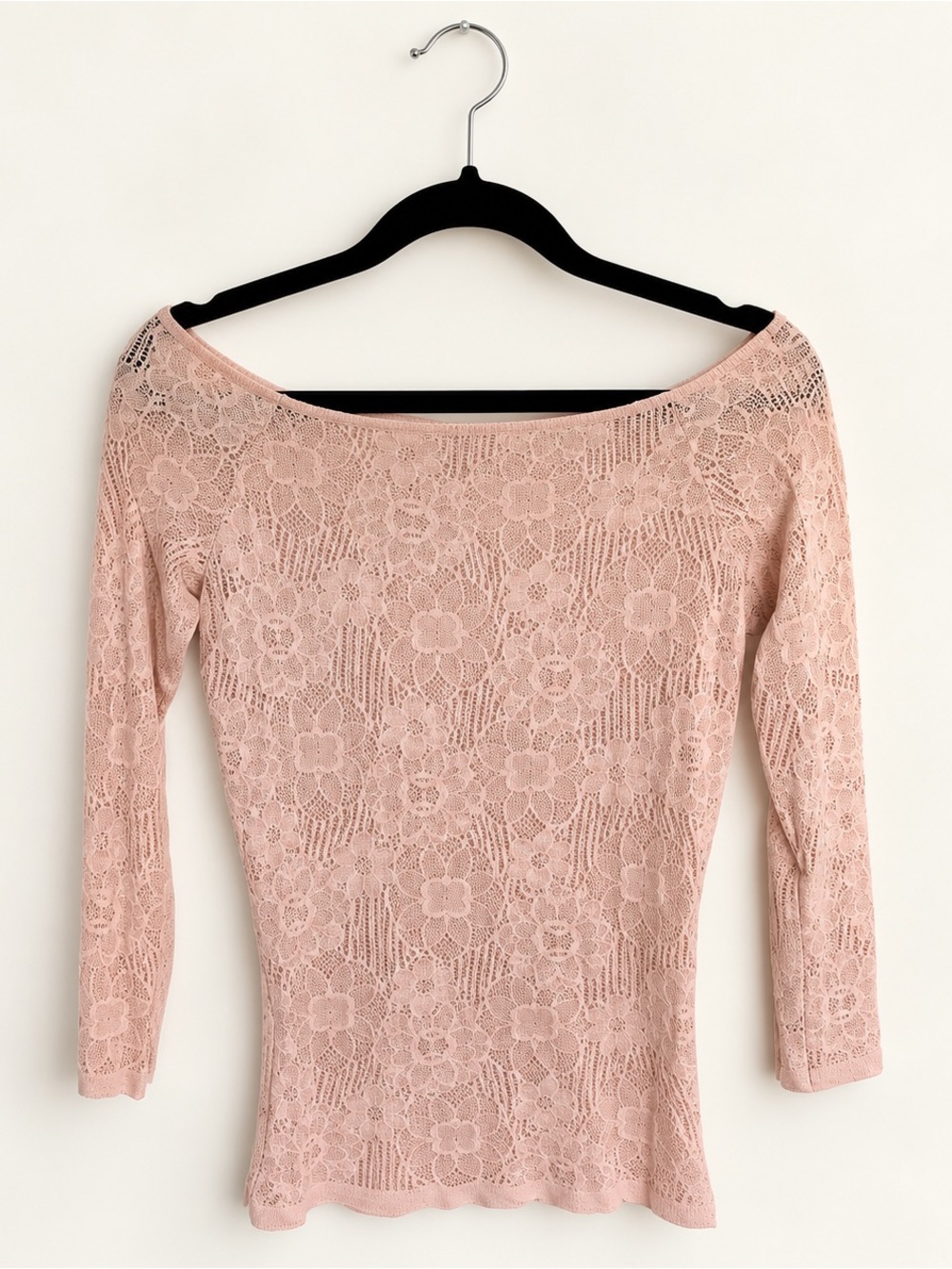 Repetto Lace Boatneck Top - Blush Pink
